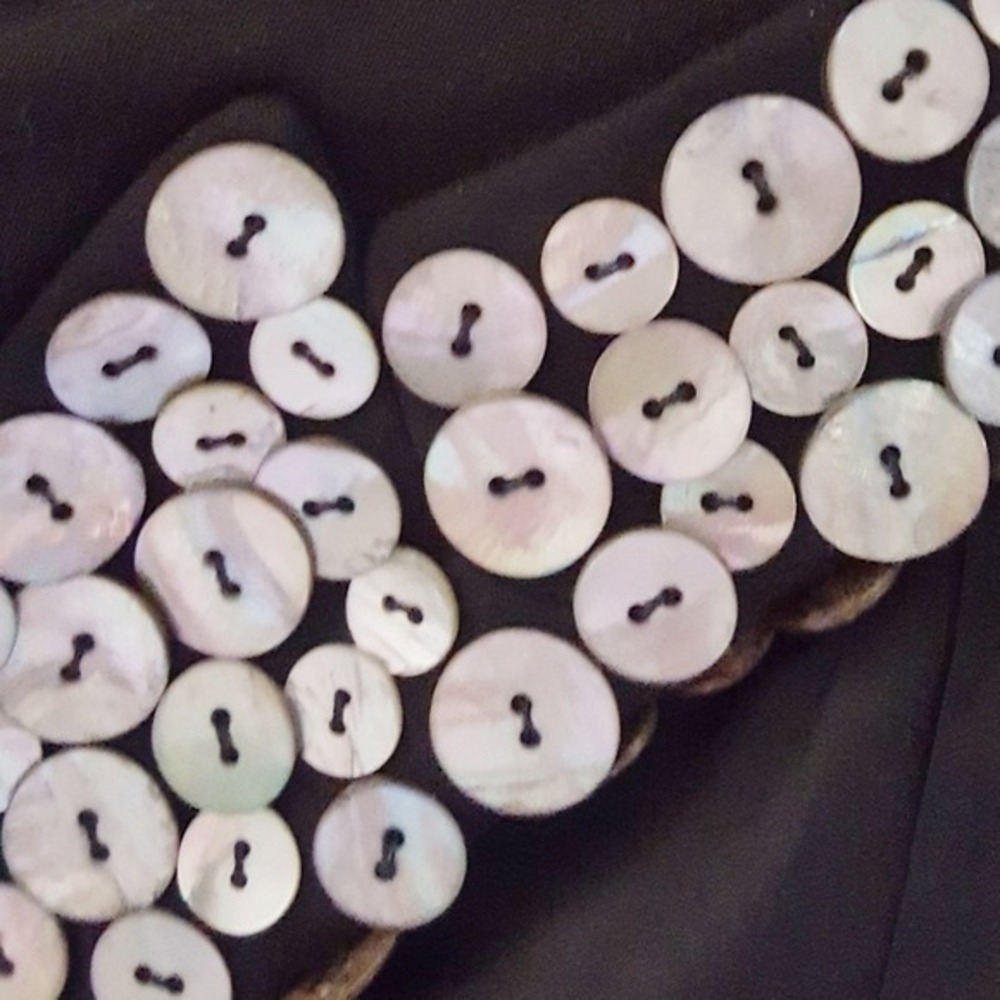 Cache" Vintage Black  Mother of Pearl Button Embellished Lapel Tailored Blazer - Picture 6 of 8